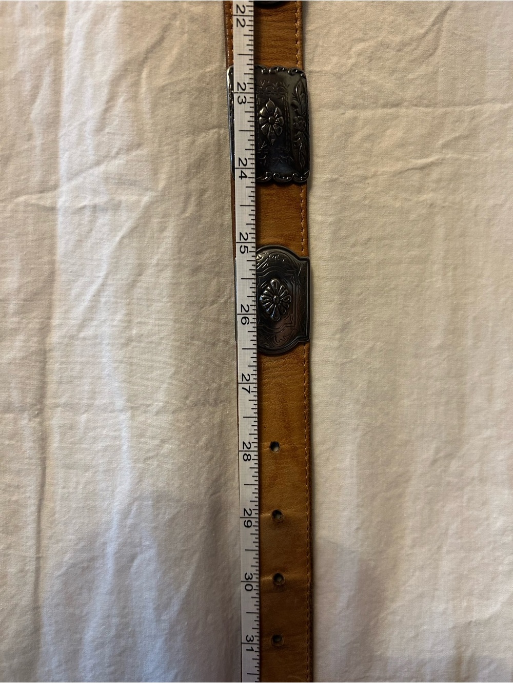 Vintage Details USA Genuine Leather Concho Belt Cognac Tan Western Boho XS/S - Picture 10 of 10